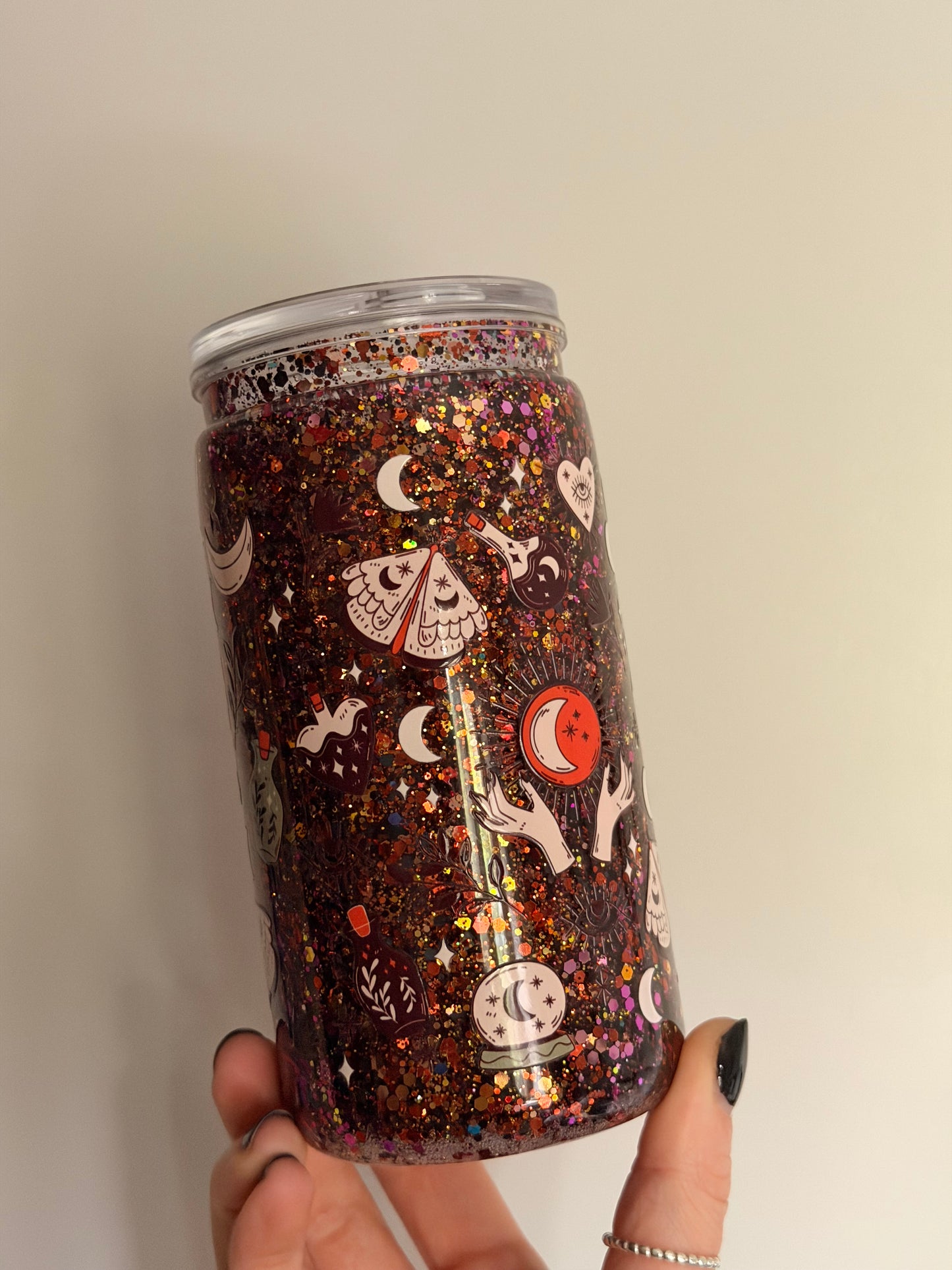 Witchy whimsical 16oz glitter