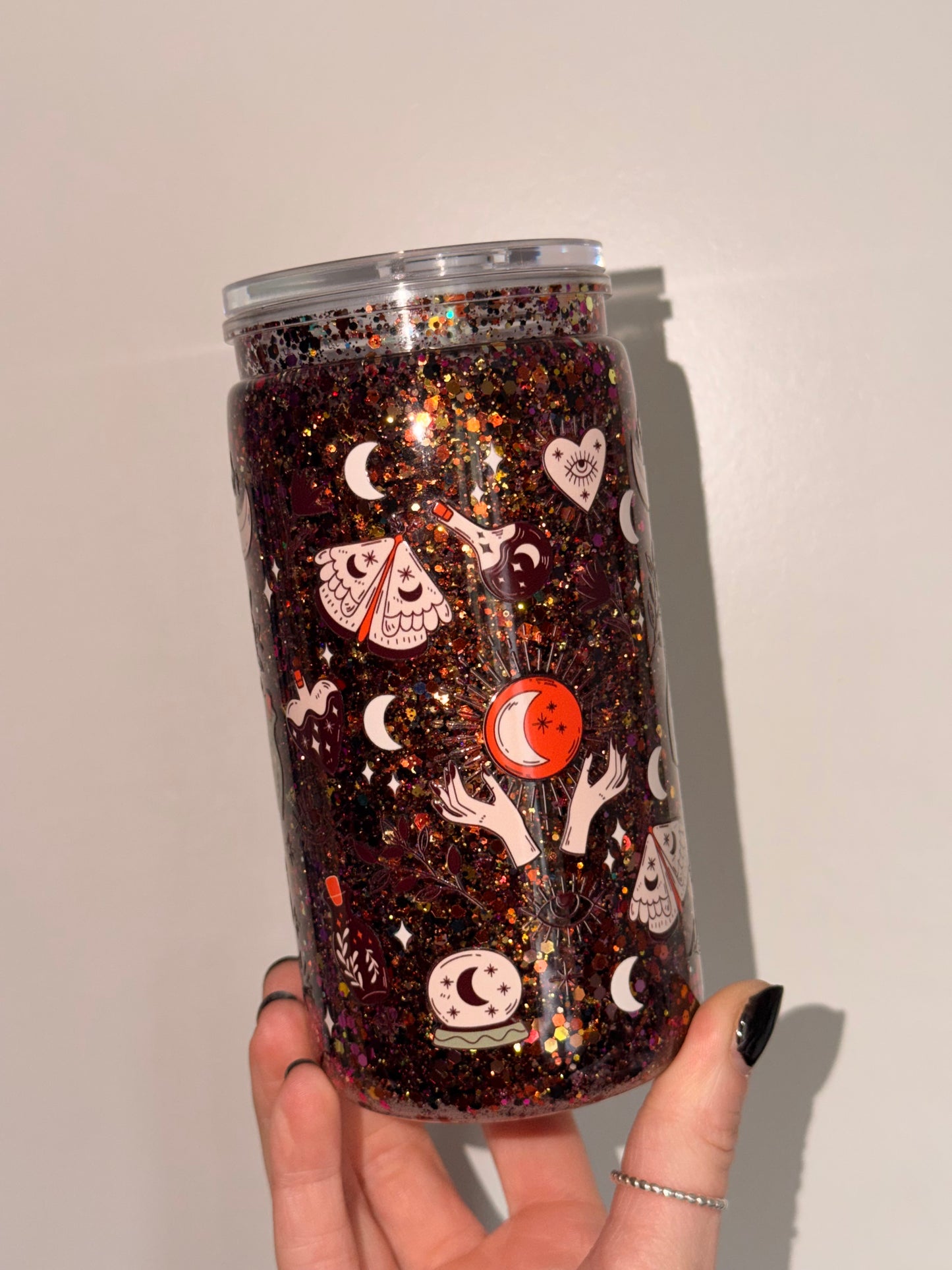 Witchy whimsical 16oz glitter