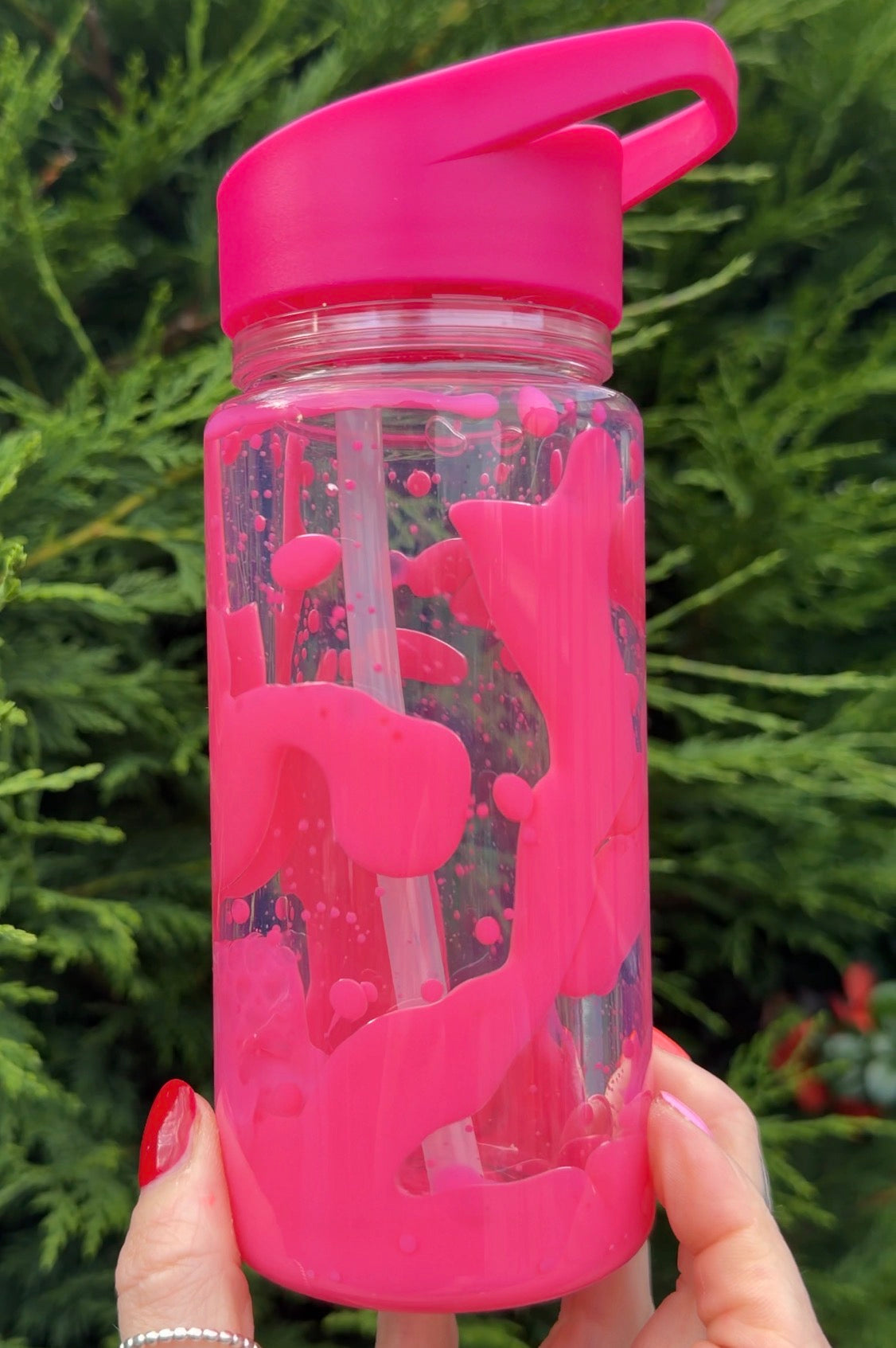 Pink lava short flip straw kids bottle
