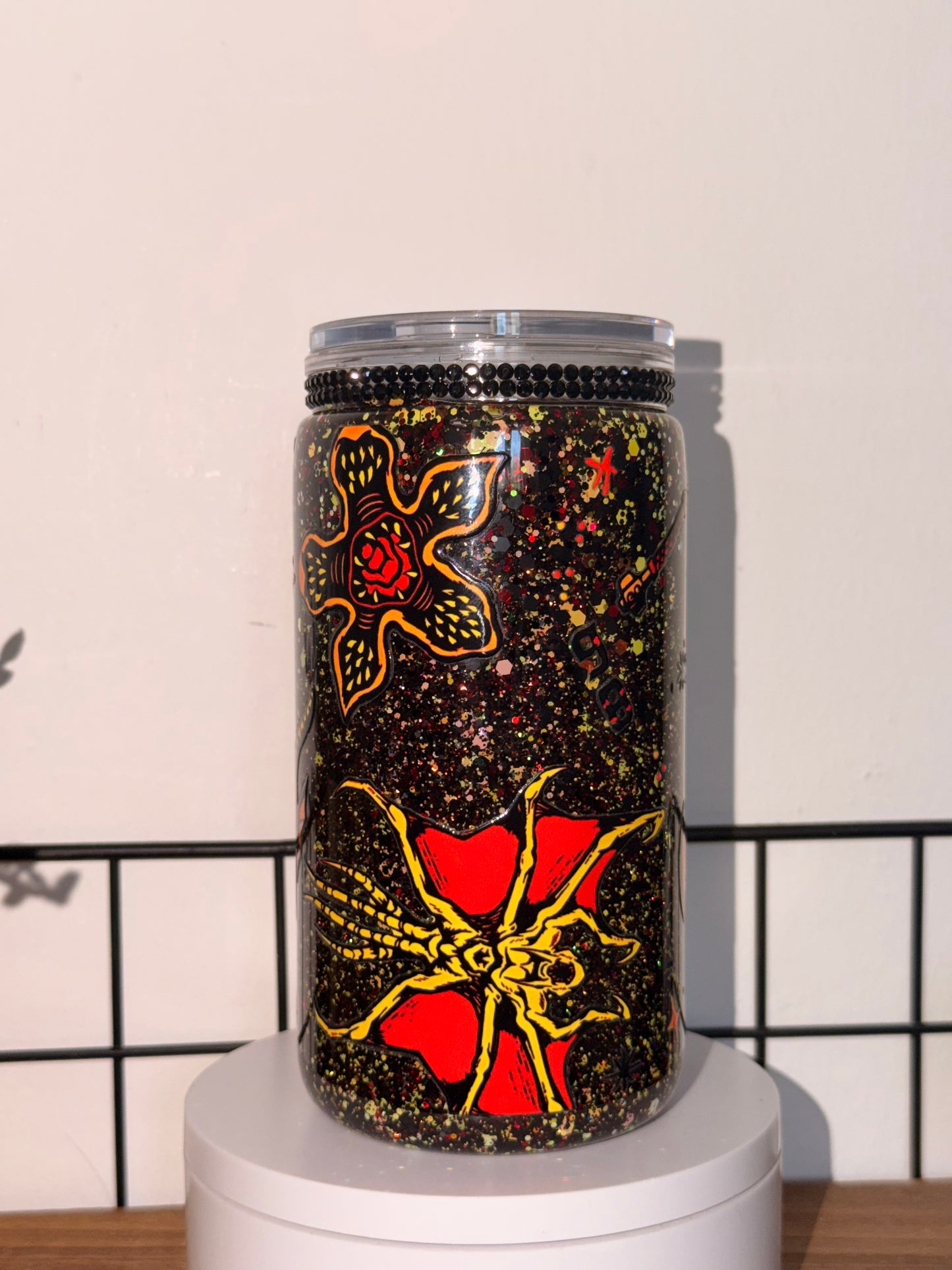 Hellfire club glitter 16oz with rhinestone neck