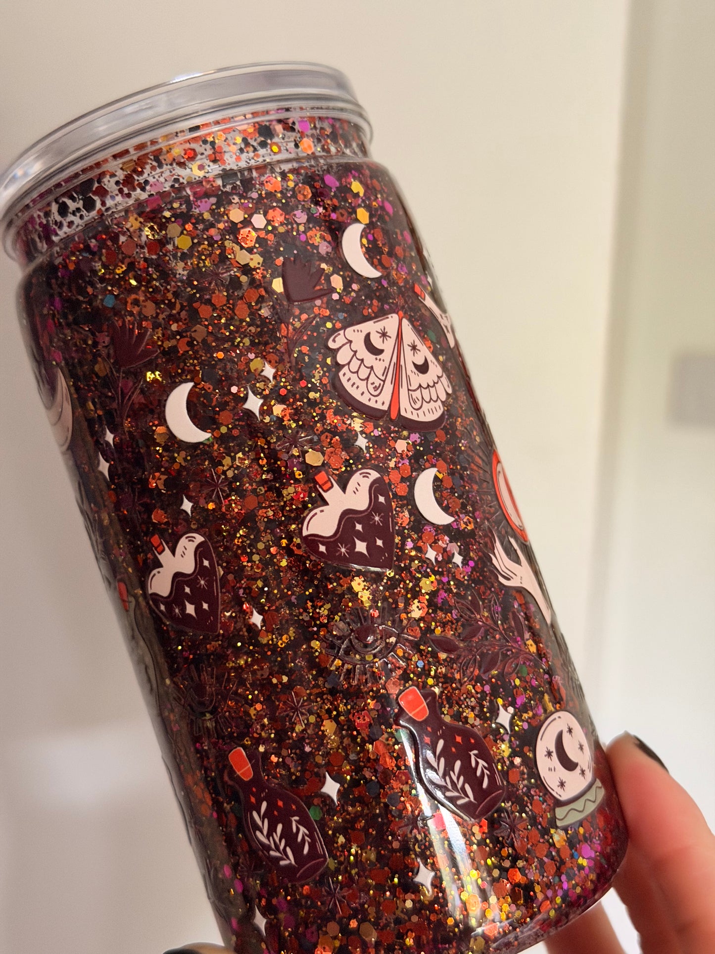 Witchy whimsical 16oz glitter