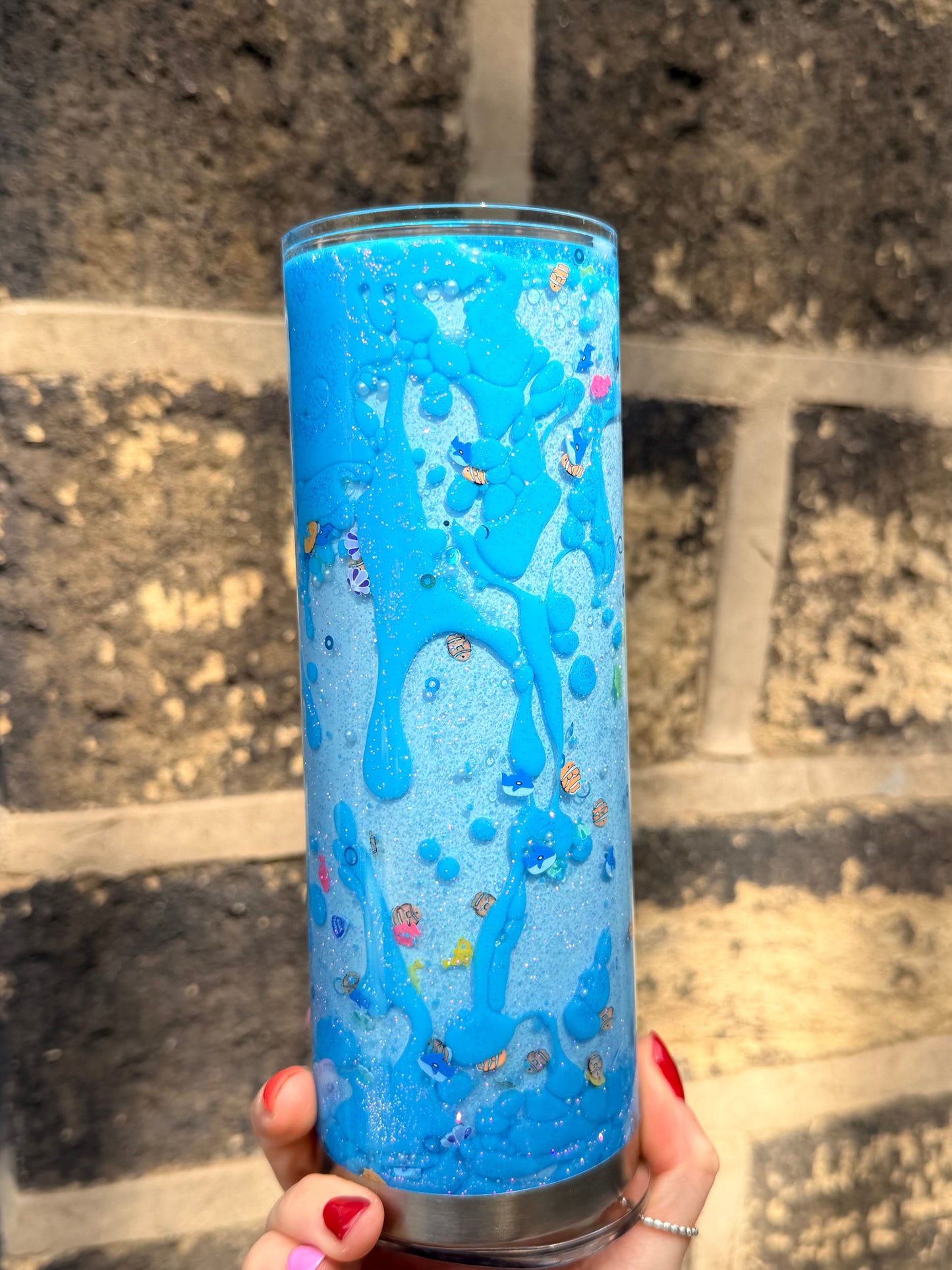 Blue lava sealife aquarium stainless steel
