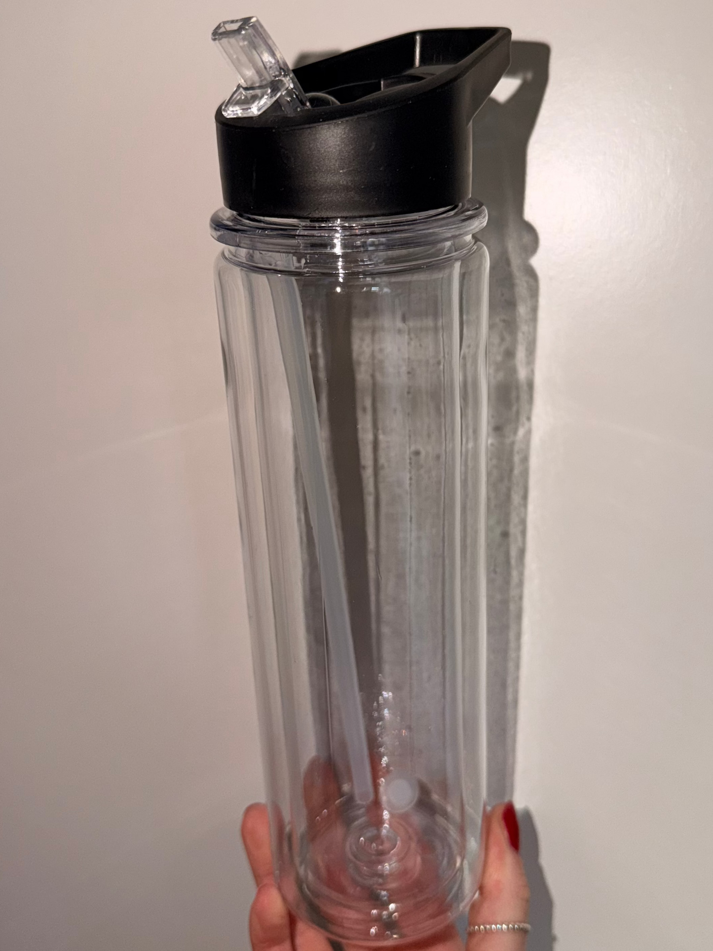 Tall flip straw bottle